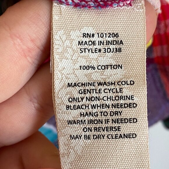 Soft Surroundings Gauzy Plaid Rainbow Oversized Button Down Shirt Petite Small - Picture 6 of 9